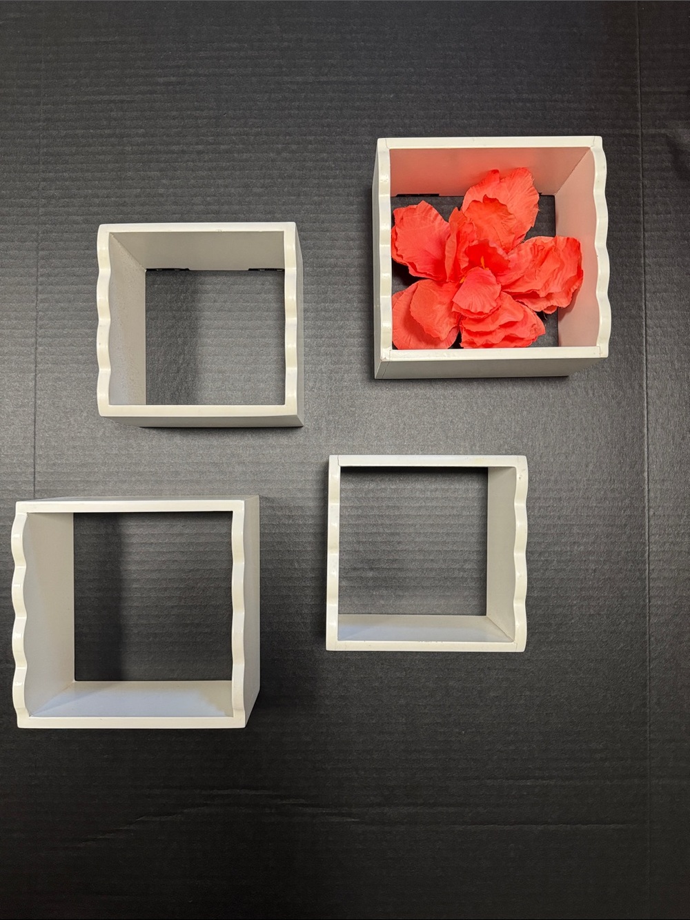 White Decorative Square Wall Shelves - Set of 4